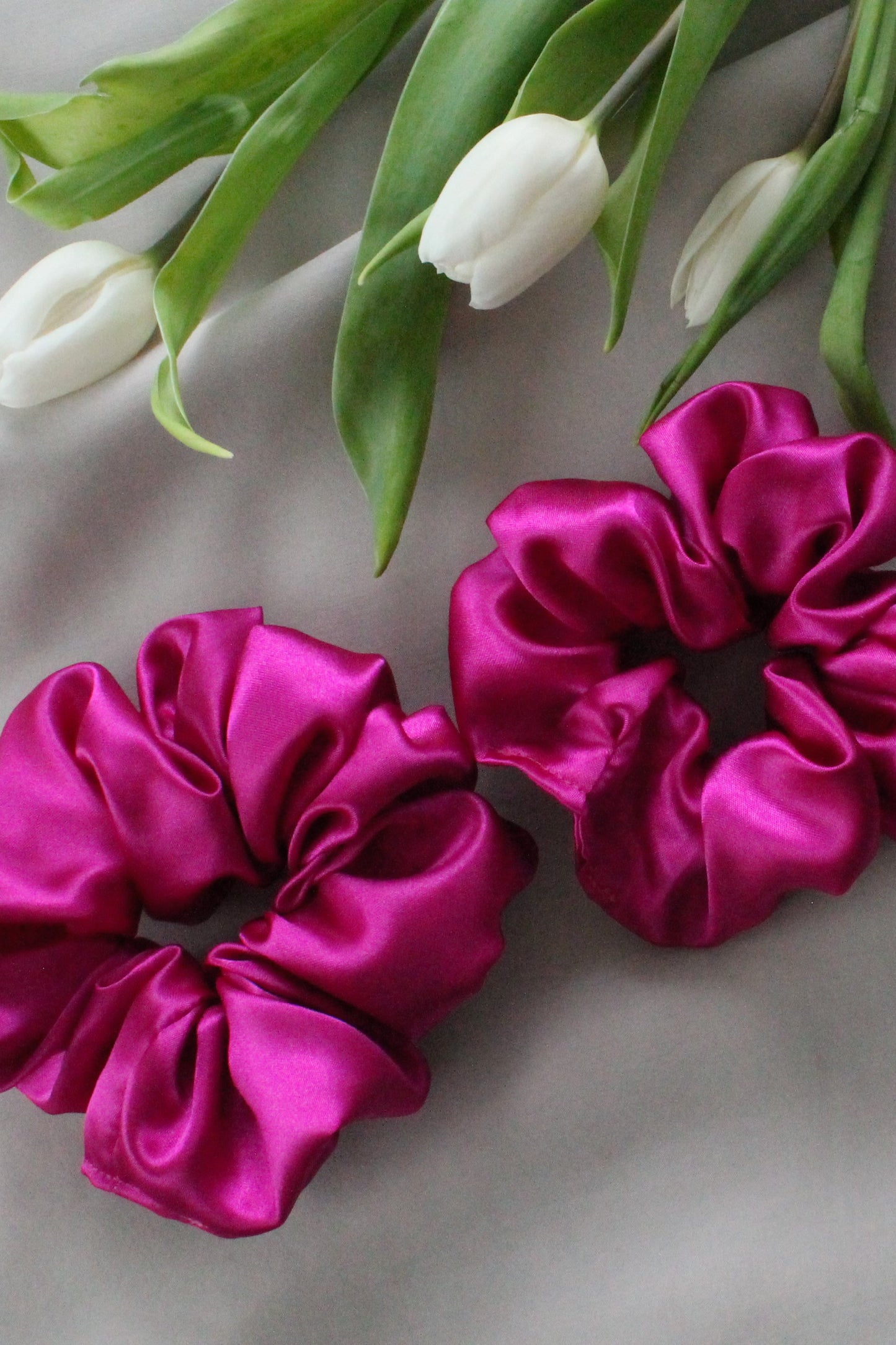 Fushia satin scrunchie