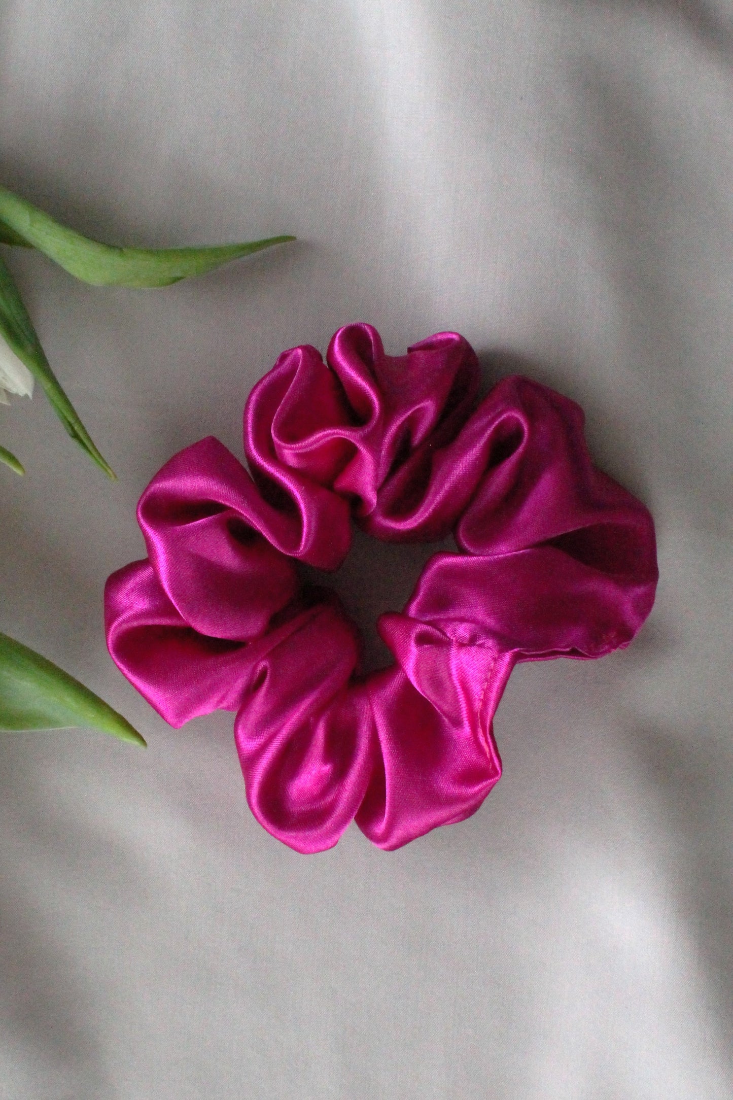 Fushia satin scrunchie