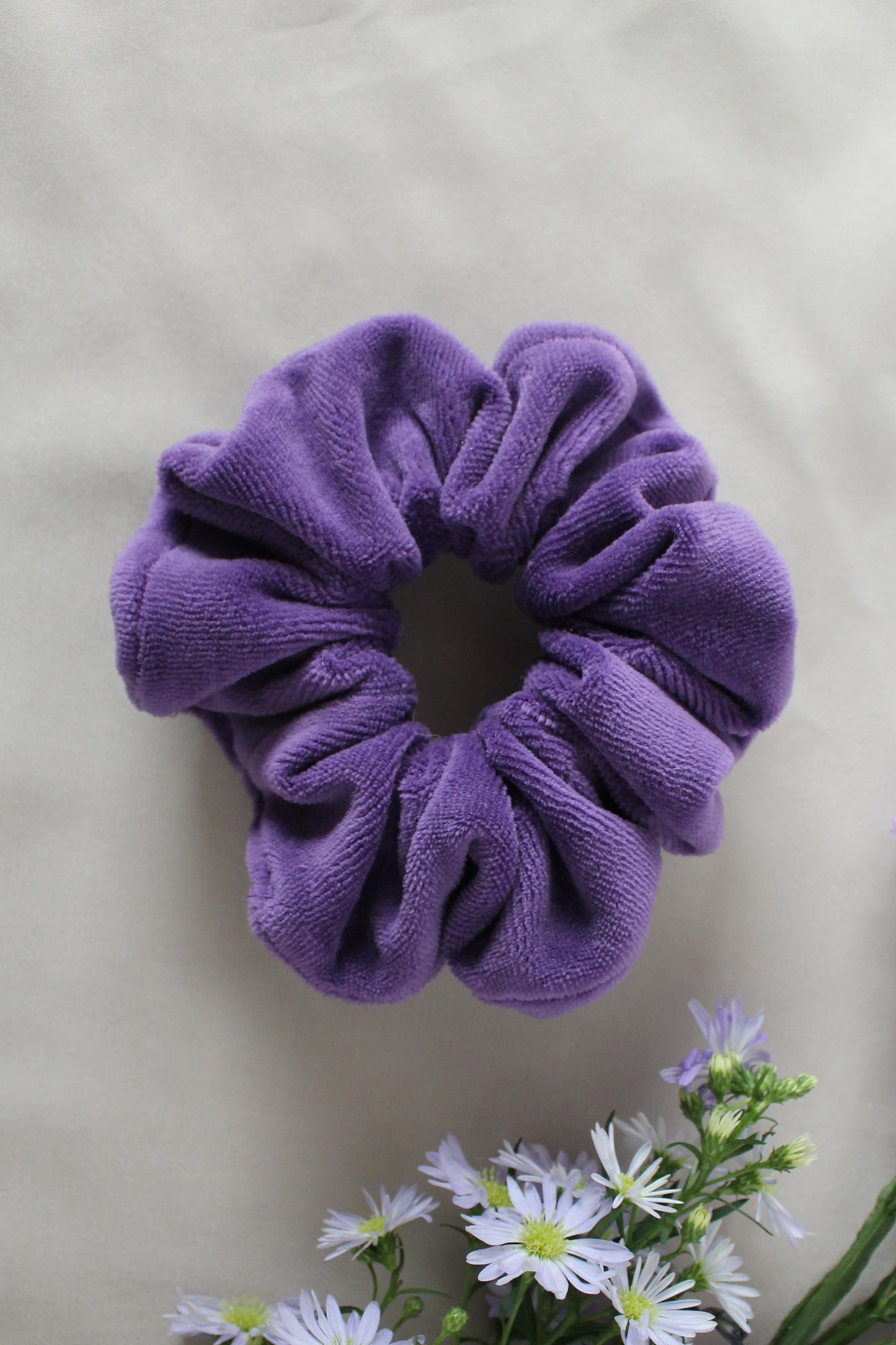 Purple velvet scrunchie
