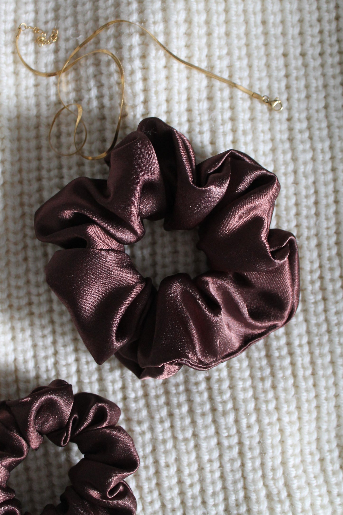Mocha Satin Scrunchie