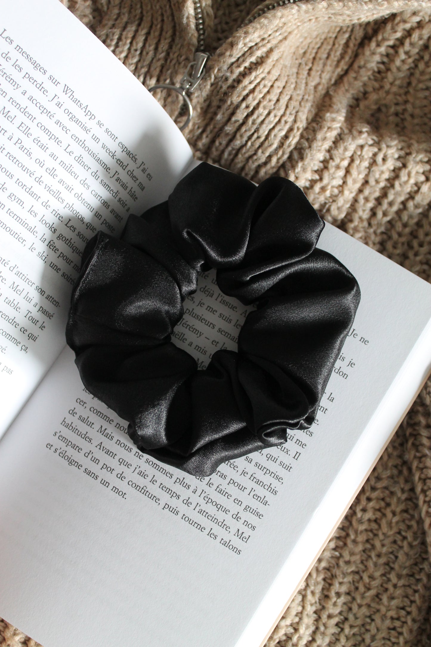 Midnight Satin Scrunchie