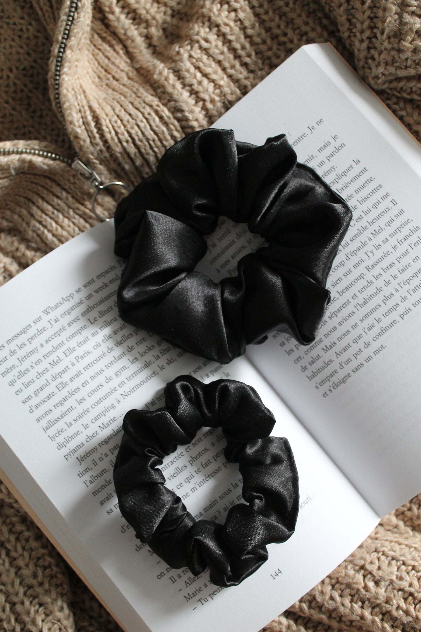 Midnight Satin Scrunchie