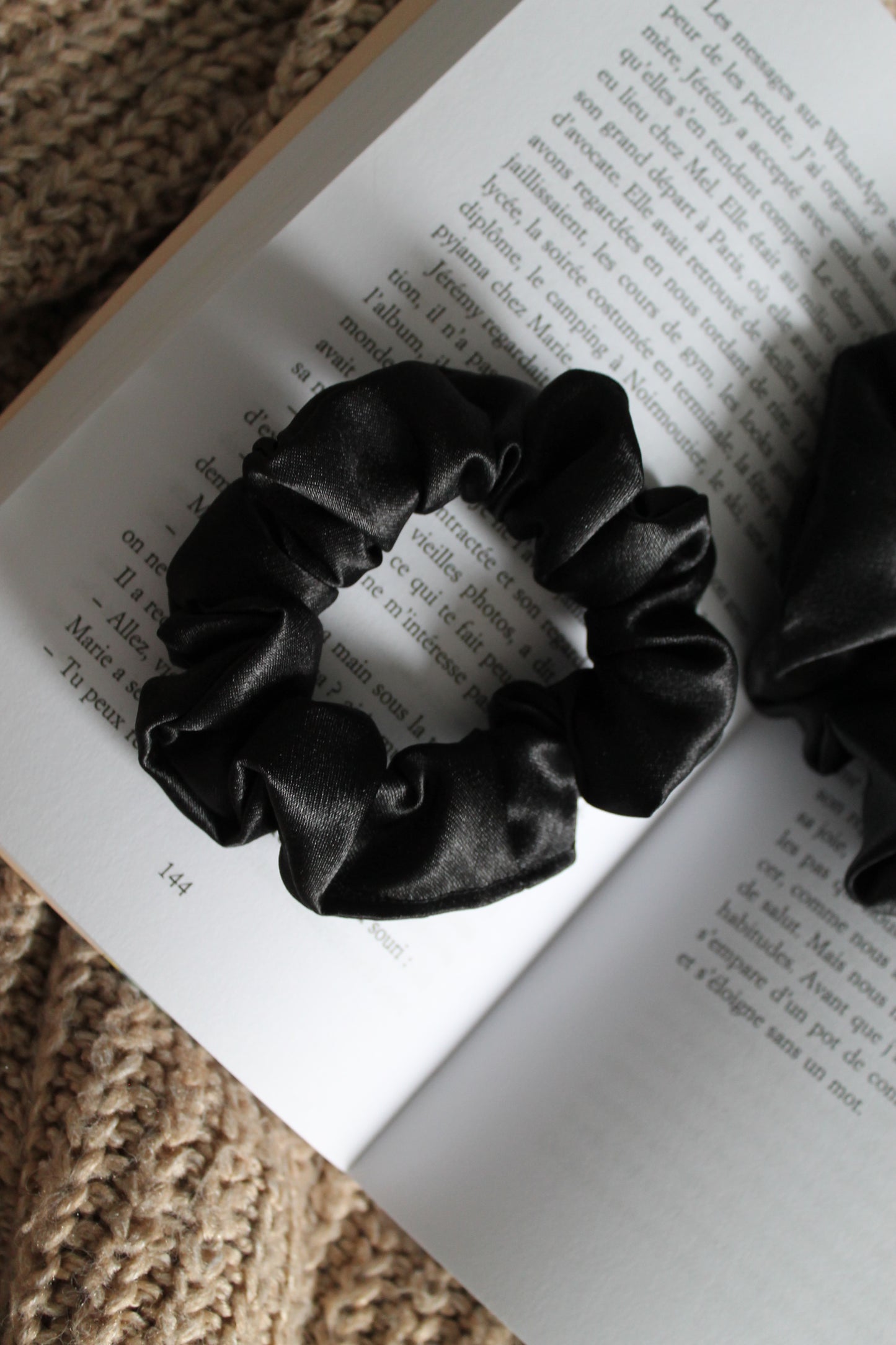 Midnight Satin Scrunchie