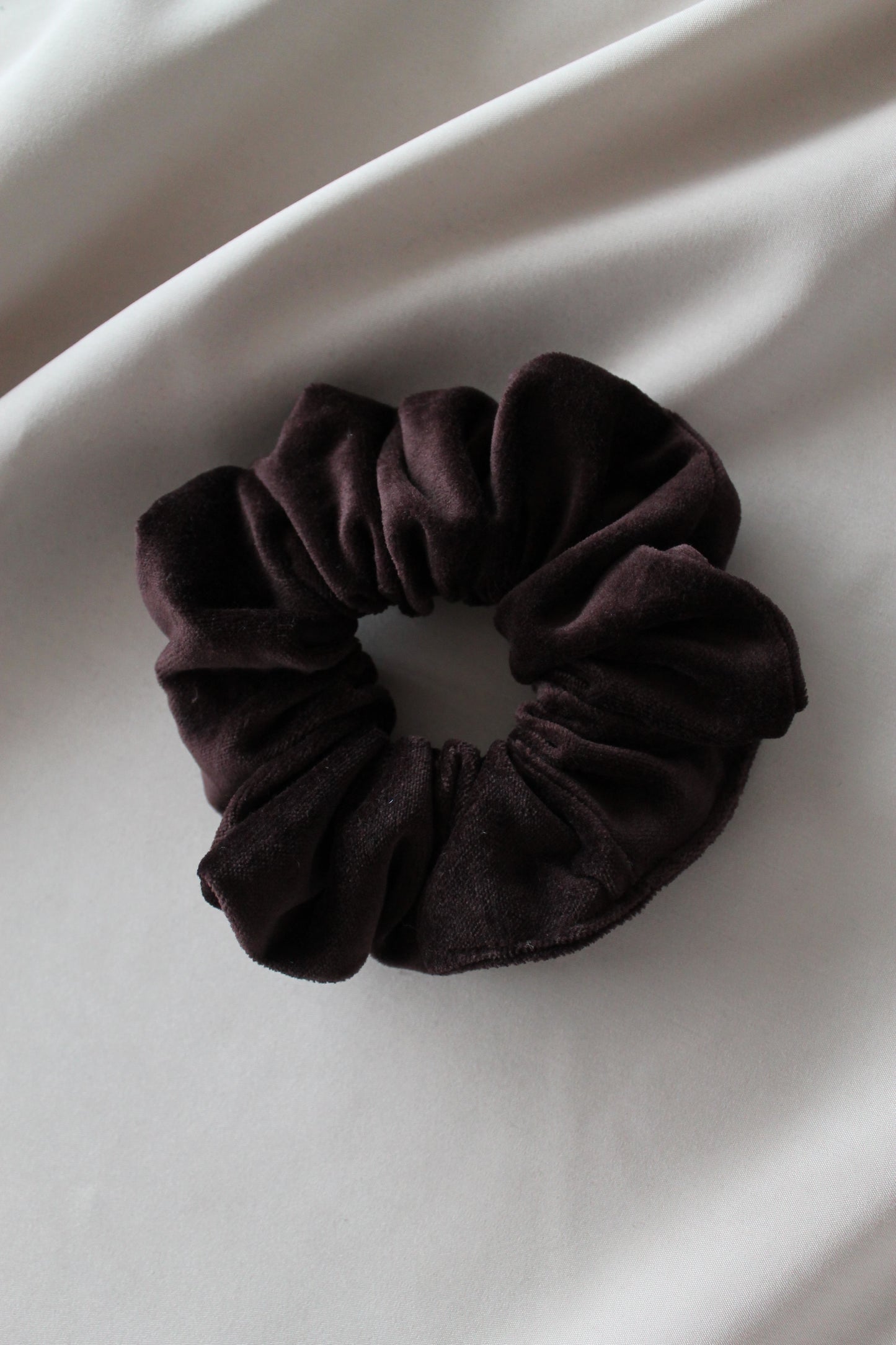 Brown velvet scrunchie