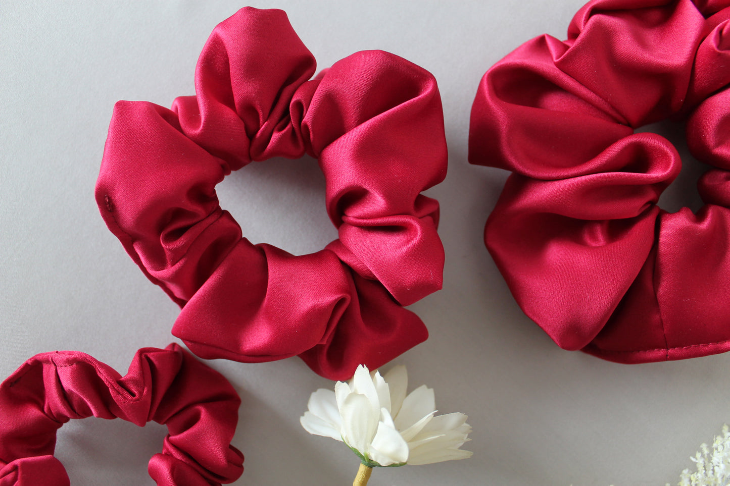 Cherry Satin Scrunchie