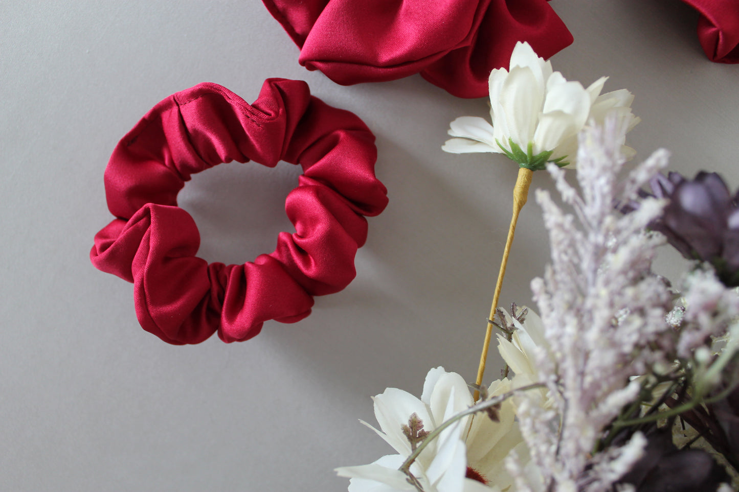 Cherry Satin Scrunchie