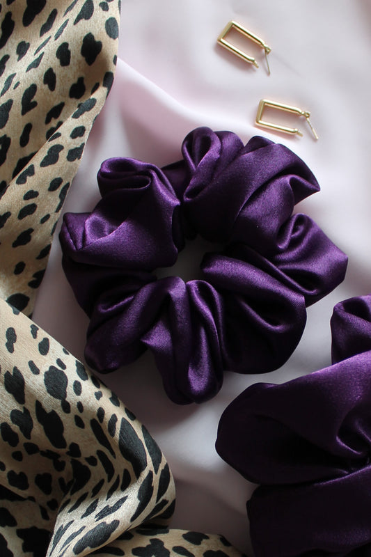 Scrunchie satiné Prune