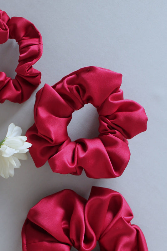 Cherry Satin Scrunchie 